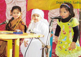 Participants in the Smart Babies Show held at Smile Playway, Dugri, on Sunday