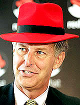 Executive Vice-President and Chief Financial Officer of Red Hat Inc, Charlie Peters, speaks during a press conference at the announcement of a joint venture between Red Hat Inc and Clover Technologies Limited, in Mumbai on Wednesday