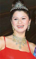A model displays jewellery at a fashion show in Ludhiana