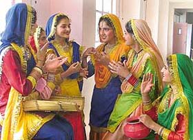 Damsels from the school for the deaf and dumb at Ramgarhia College where the Shaheed Memorial Sewa Society organised a function to honour meritorious students in Ludhiana