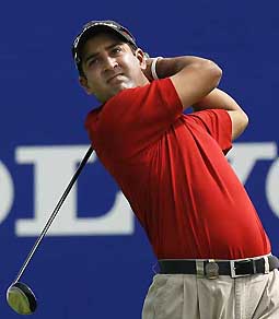 Indias Shiv Kapur tees off on day one of the Volvo Masters of Asia golf tournament at the Thai Country Club in Bangkok on Thursday