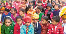 Contestants in a solo dance competition held in GMT Public School on Friday relax after their performance