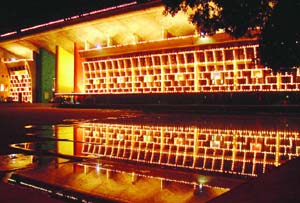 The Punjab and Haryana High Court building: Illuminated for the golden jubilee celebrations. 