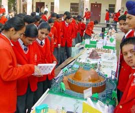 A view of the social science exhibition on Human Rights Day at Patel Public School in Rajpura on Saturday.
