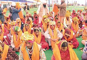 Dera Sant Amir Singh (Amritsar) arranges mass marriages of 550 couples at Dana Mandi, Ludhiana, on Sunday.