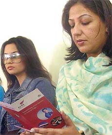 Mrs Parminder Kaur, Chairperson, Punjab State Commission for Women and Parul Choudhry, model, at the launch of AHM Institute in Mohali