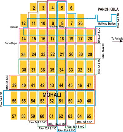 A sketch of the new bus routes