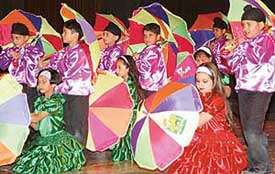 Children participating in Kaleidoscope 2005, during the annual day celebrations of Saupins' School at Tagore Theatre in Chandigarh on Wednesday. 