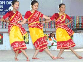 Students perform a dance at KVS Foundation Day celebrations at Kendriya Vidyalaya, Sector 31, Chandigarh