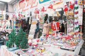 CHRISTMAS FERVOUR: With Christmas a few days away, Ludhiana is decked up with shops selling knick-knacks for the festival