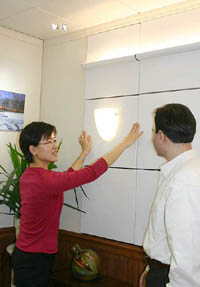 The LED panel can be swapped with other non-lit panels on the electronic wall. RPIs Lighting Research Center