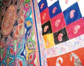COLOURFUL WRAPSODY: Bright bridal hues mark the designer shawls exhibited by Nadia.