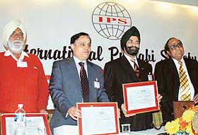 Mr Nirmal Singh, father of Dr T.S. Kaler, Dr Anil Kohli, Dr P.S. Pasricha and Sardar Anjum, who were honoured at the 32nd convention of the International Punjabi Society in Chandigarh