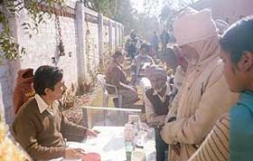 Patients at a medical camp at Sai Grace Public School, Saidpura, Dera Bassi