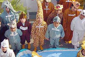 Students dressed up as animals at the Disney Land School in Ludhiana