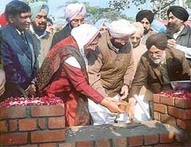 The Chief Minister, Capt Amarinder Singh, and his deputy Rajinder Kaur Bhattal during the stone-laying ceremony of a trauma centre in Patiala on Saturday. 