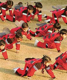 Tiny tots vying for honours during the annual function of Strawberry Fields, Sector 24, Chandigarh