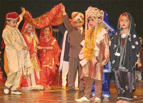 Tiny tots of Aanchal International School, Sector 41, present a Punjabi marriage at their annual function at Tagore Theatre in Sector 18, Chandigarh
