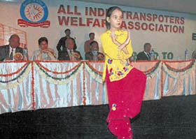 Young Tanisha Aggarwal performing at the closing day function of All India Transporters Welfare Association