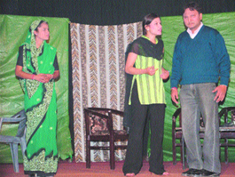 Swapvriksh, a play highlighting changing social values being staged at the Desh Bhagat Yadgar Hall in Jalandhar on Sunday.
