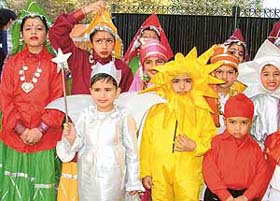 Students of little Angels Playway and Public School all dressed up to perform at the annual function