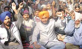Harsukhinder Singh Badal, general secretary and media in-charge & office administrator, All India Youth Akali Dal (B), in protest with class-IV employees of the Municipal Corporation, Phase-7, Mohali