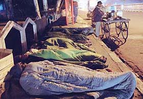 Migrants brave low temperature while sleeping on pavements in different parts of Ludhiana