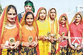 Students of the School for the Deaf and Dumb in a happy mood after presenting a cultural show at Gitanjali Club in Ludhiana