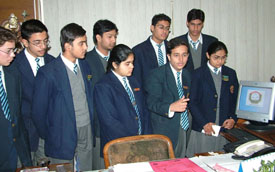 The students team from Apeejay School explain their report for a NASA competition in Jalandhar on Tuesday. 