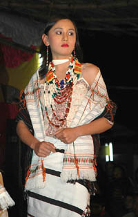 A model displays a traditional attire in the Handloom Expo, 2005, held at Hapta Kangjeibung, Palace Compound, Imphal, on Thursday