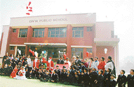 Students celebrate Christmas at Divya Public School, Sector 44, Chandigarh, on Friday.