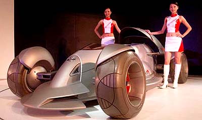 Taiwanese models display a Toyota Motor Marathon Race concept car at the 2006 International Auto Show on Saturday in Taiwan