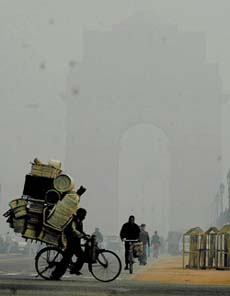 The dense fog reduced visibility considerably in the Capital