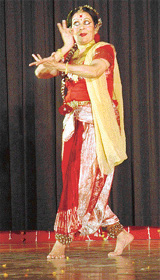 Classical dancer Sonal Mansingh strikes a rhythmic note during her performance at Guru Nanak Bhawan in Ludhiana on Saturday