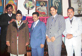 Prof Harbans Lal Pathak, district governor, Rotary International, district 3090, being felicitated at a function