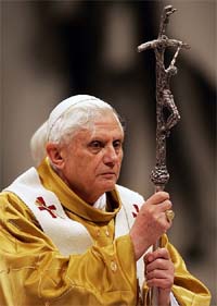 Pope Benedict XVI leads the midnight mass in Saint Peter's Basilica at the Vatican