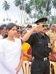On the palm-fringed island of Car Nicobar, badly battered in the December 26, 2004 tragedy, the military unveiled a memorial while thousands of civilian survivors, mostly Nicobarese tribespeople, left their homes early to remember those washed away within seconds when the giant waves struck, on Monday.