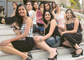 Models pose for a photograph at Maharaja Regency in Ludhiana on Tuesday