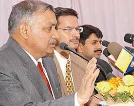 IGP Satish Chandra addresses mediapersons in Police Lines, Sector 26, Chandigarh, on Thursday