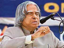 President APJ Abdul Kalam speaks during the inauguration of a paediatric oncology ward at a cancer hospital in Patna on Friday. Dr Kalam said the GDP should grow at 10 per cent per annum consistently for over a decade to uplift people living below poverty line.