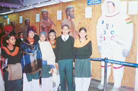 Students of Gurmat Model High School, Ropar, at the Pushpa Gujral Science City in Jalandhar.