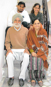 Harbhajan with his maternal grandfather, mother and sister.