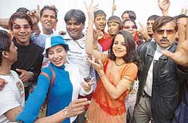 Guest artistes dancing with slum kids during the dance competition in Sector 24, Chandigarh, on Saturday. 
