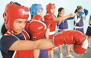 Girls learning to hit back