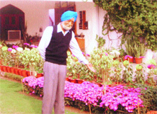 Mr Satpal Singh Uppal in his famous garden