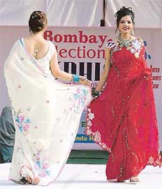 Participants sashay down the ramp at Mrs Ludhiana 2005 contest