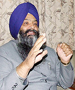 SAD (Longowal) president Prem Singh Chandumajra at a press conference in Bathinda 