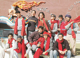 Members of the Dramatics Club team of DAV College, Sector 10, that won the stage play competition in MOOD INDIGO, a national-level fest organised by the IIT, Mumbai. 