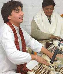 Avirbhav Verma (left) performs at Chandigarh Sangeet Natak Akademi, Sector-34, Chandigarh, on Saturday.