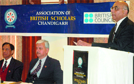 Punjab Chief Information Commissioner Rajan Kashyap addresses a gathering at a presentation on Right to Information organised by the Association of British Scholars at Sector 24, Chandigarh, on Saturday.